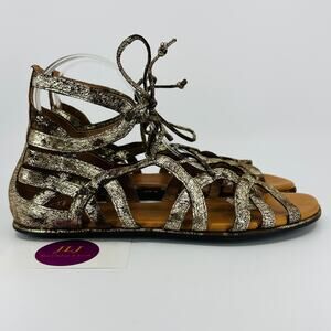 Gentle Souls Women's Break My Heart Metallic Leather Gladiator Sandals Size 8.5